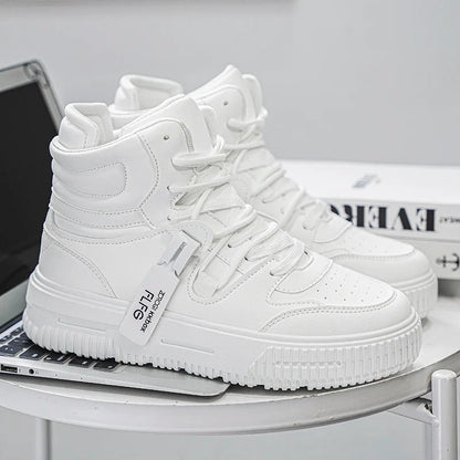 Novos Tênis Masculinos da Moda Confortáveis Macios Antiderrapantes Sola Resistente ao Desgaste Sapatos Casuais Masculinos Botas de Tornozelo Skate de Inverno Preppy