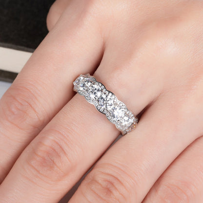 4mm 5.5cttw D Color Moissanite Wedding Band Ring 925 Sterling Silver Eternity Band  Rings For Women Jewelry Wholesale