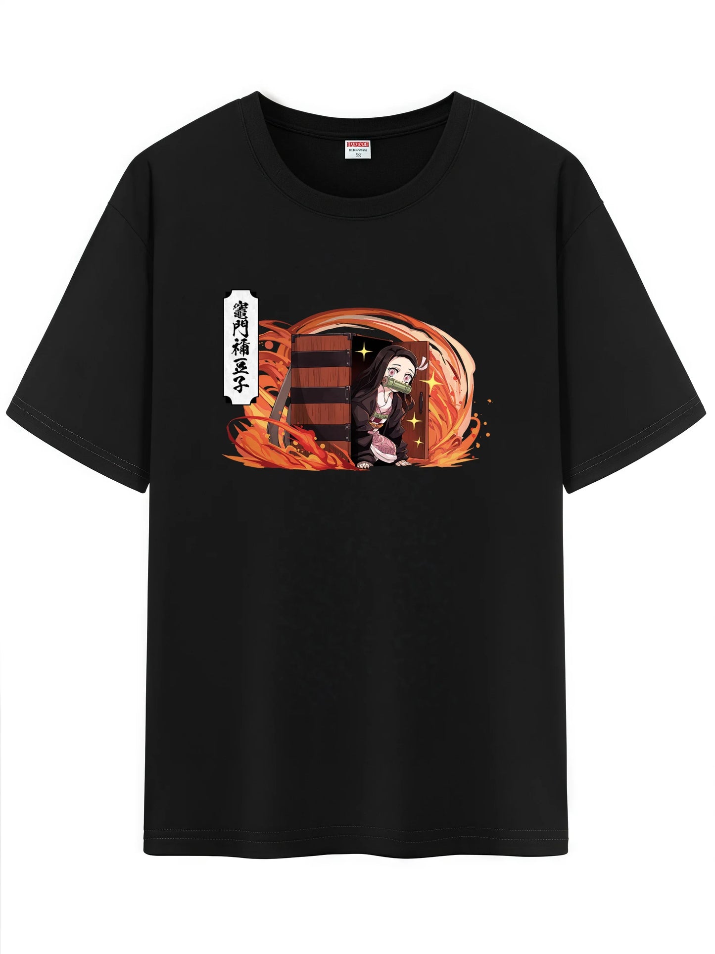 Unisex Japanese Anime Pattern T-Shirt,Demon Slayer Character Tanjirou Nezuko Graphic Short Sleeve Regular Fix Tee Shirt