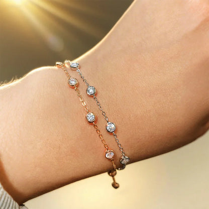 Full 0.1CT 3mm D Color Moissanite Diamond Link Bracelet for Woman 925 Silver Plated 18k Adjustable 15-20cm Chain Bracelets