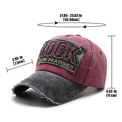 Letters Embroidered Patch Ripped Brushed Washed Distressed Design Style Unisex Cotton Adjustable Baseball Cap