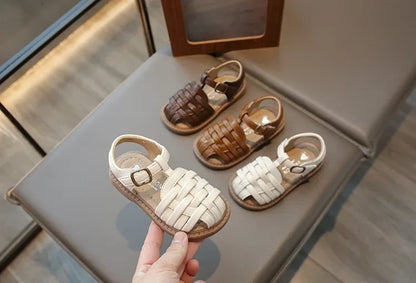 Kids Sandals 2025 Summer Sandals for Boy Fashion Children Cut-Outs Beach Shoes Braided Style Causal Walking Flat Sandals