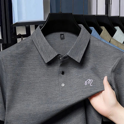 High-End Man T-Shirt Polo Shirt Lapel Button Pattern Printing British Style Summer Hot-Selling Casual Fashion Golf Mens Clothing