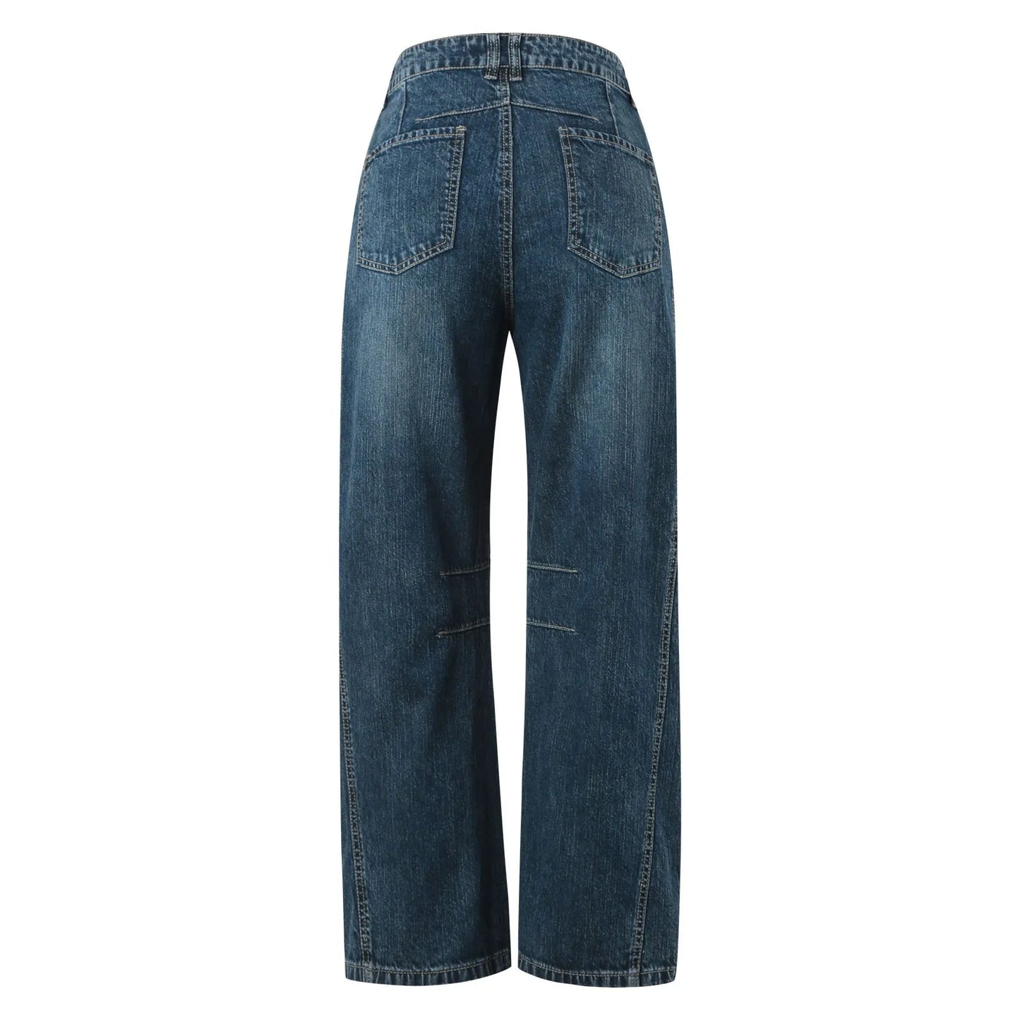 Women's Mid Rise Barrel Jeans Wide Leg Mid Waist Cropped Denim Pants