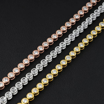 GRA Certified 2mm Moissanite Tennis Bracelet for Women Man 925 Sterling Silver Plated 18k Gold Round Bubble Diamond Bracelets