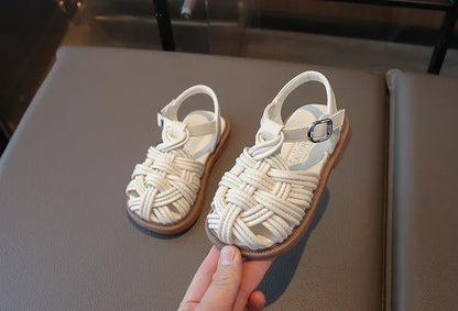 New Sandals Summer Children's Woven Casual Baby Shoes Girls Beach Shoes Slipper Size 22-31