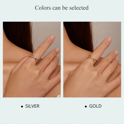 14K Gold Plated X Ring Dainty Minimalist 925 Sterling Silver Cross Ring for Women Promise Jewelry 2 Colors SCR543