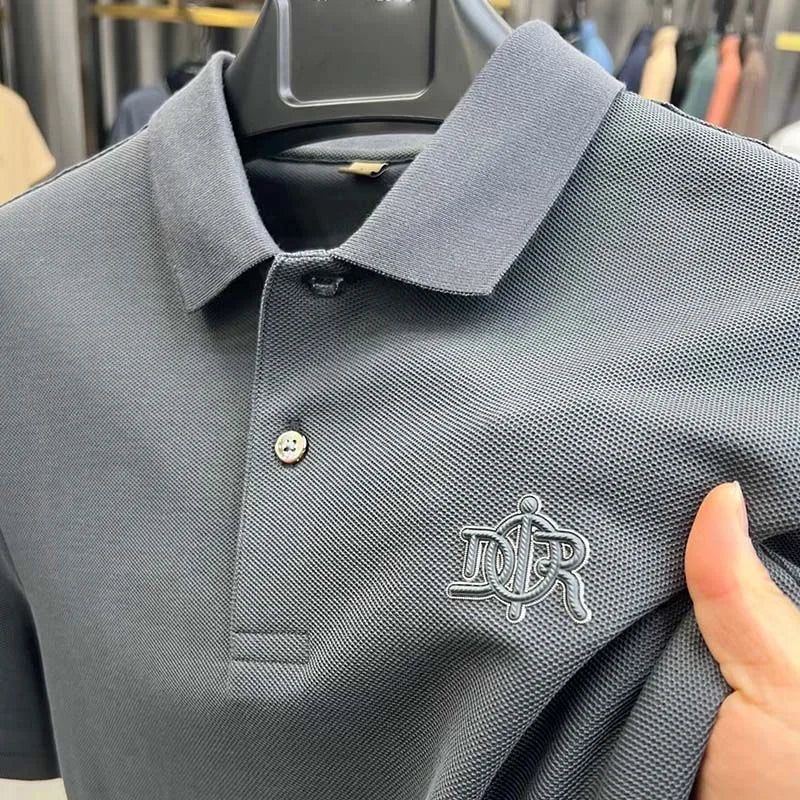 High end 100% cotton short sleeve T-shirt men's lapel top 2024 summer new designer brand embroidery fashion casual polo shirt