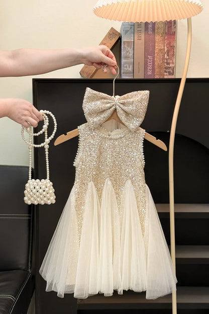 Children Girls Shiny Princess Dress Summer Kids Baby Girls Sling Dress UNITIM Little Girls Bow Gauze Dress Infant Girls Sundress