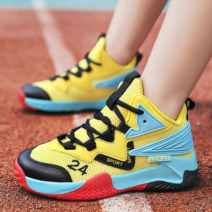 Children Basketball Shoes for Boys Girls Kids Teenagers Breathable Non-slip Lace Up Indoor Outdoor Training Sneakers Tennis Shoe