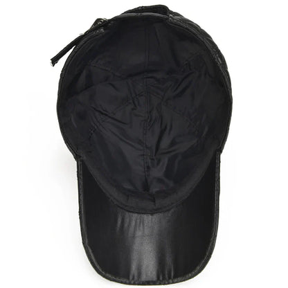2026  Spring Genuine Sheepskin Leather 55-61CM Black Baseball Caps For Man Casual Street Gf Gorras Dad Hat