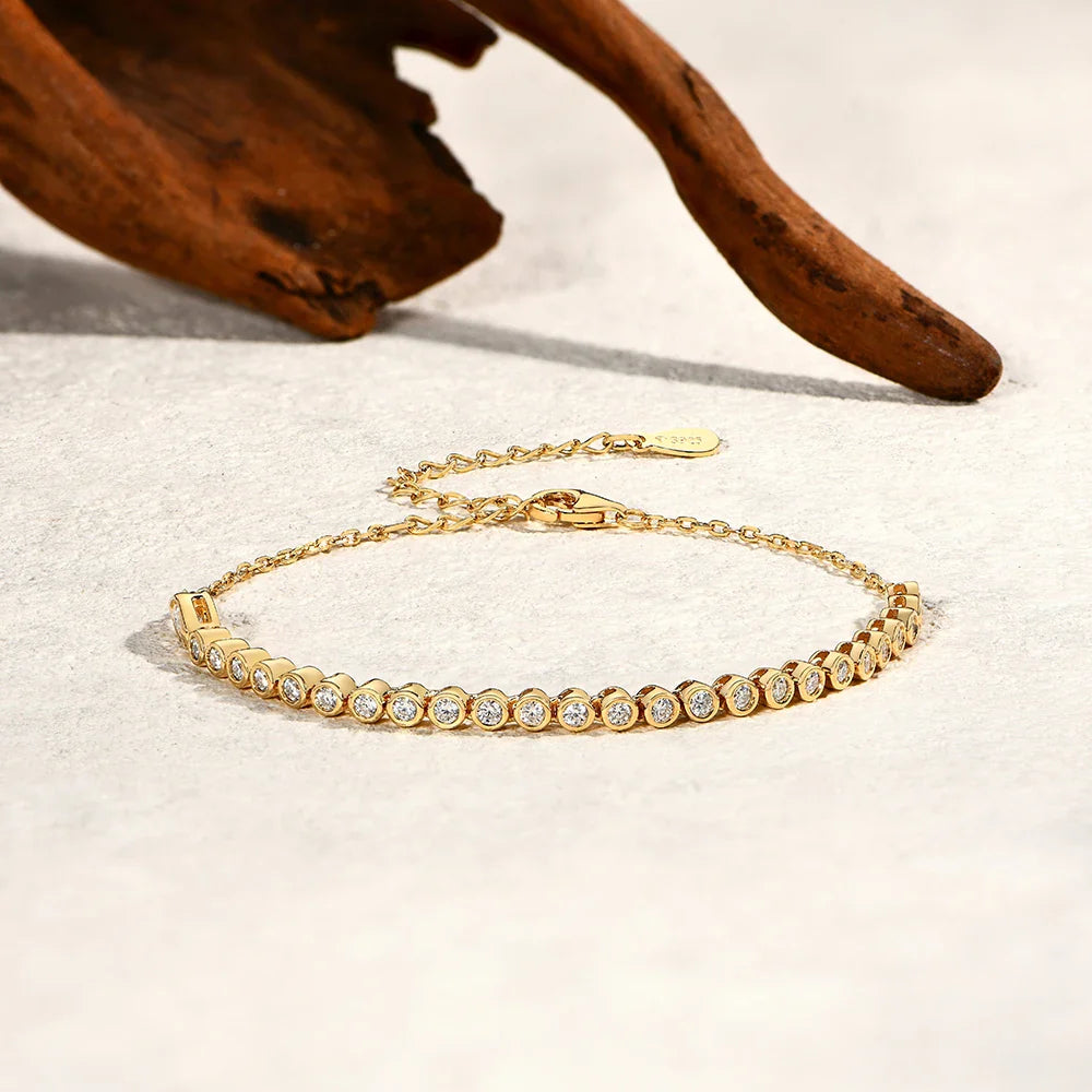 Adjustable Moissanite Tennis Bracelet Original Snake Shape S925 Sterling Silver for Women Birthday Gifts Jewelry 16+5cm