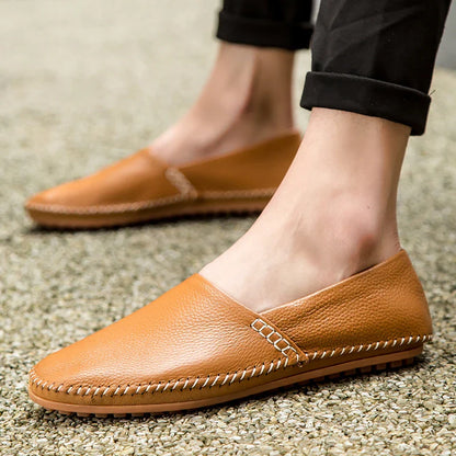 Fashion Men's Driving Shoes Leather Slip-on Mocassin Homme Loafers Casual Breathable Soft Comfortable Big Size Zapatillas Hombre