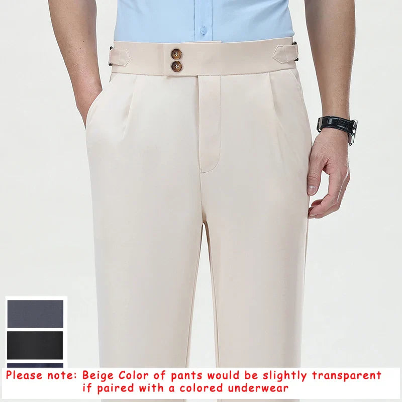 Mens Dress Pants Elastic Business Casual Pants Groom Wedding Party Formal Pants for Men Office Commute Pants