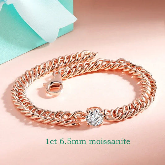 1CT D Color Moissanite Silver Bracelet for Women Men Classic Sparkling Hip Hop Bangles 925 Sterling Silver Shani Abergel