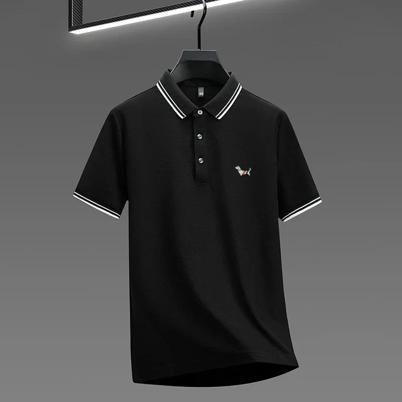 100% pure cotton summer new men's trendy shortsleeved luxury customized business casual polo shirt designer brand badge T-shirt