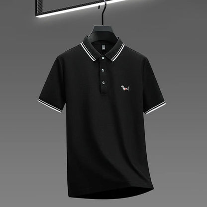100% pure cotton summer new men's trendy shortsleeved luxury customized business casual polo shirt designer brand badge T-shirt