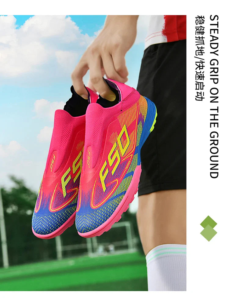 New Men Soccer Shoes Training TF/FG Outdoor Sport Football Boots Adult Long Spikes Non Slip Cleats Breathable Match Comfortable