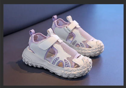 Children's sports sandals 2025new style summer girls' single mesh casual shoes anti-slip boys' closed-toe soft-soled beach shoes