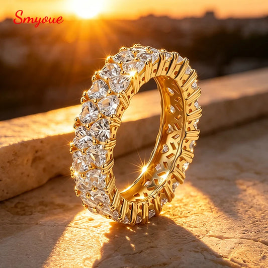 3mm Heart Cut Full Moissanite Rings for Women Stackable Ring Eternity Band S925 Sterling Silver 18k Plated Jewelry Gifts