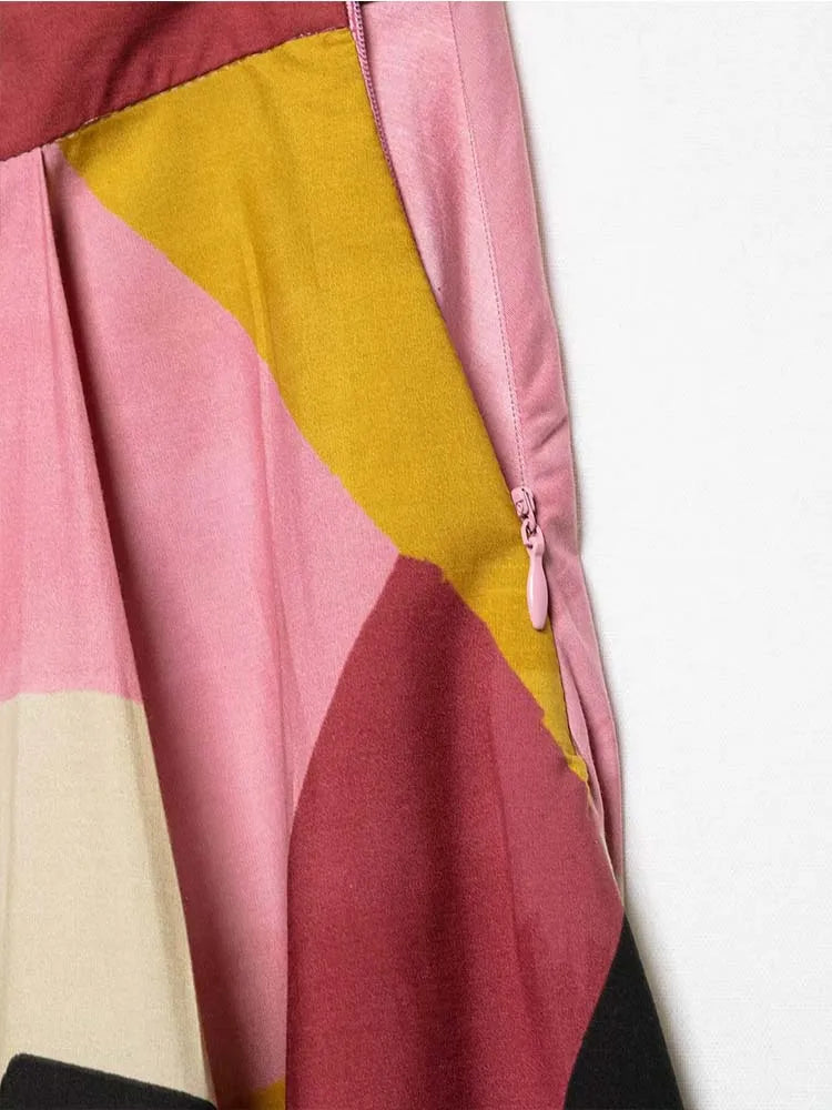 2025 Women Summer MIDI Skirts Fashion Print Side Zipper Female ELegant Street Skirt Clothing