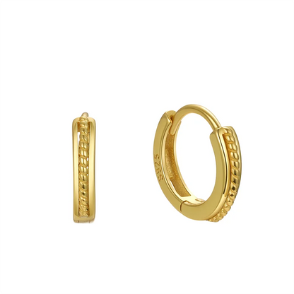 925 Sterling Silver Simple Statement Gold Twist Huggies Ear Loops for Women Fashion Elegant Girl Hoop Earrings Jewelry