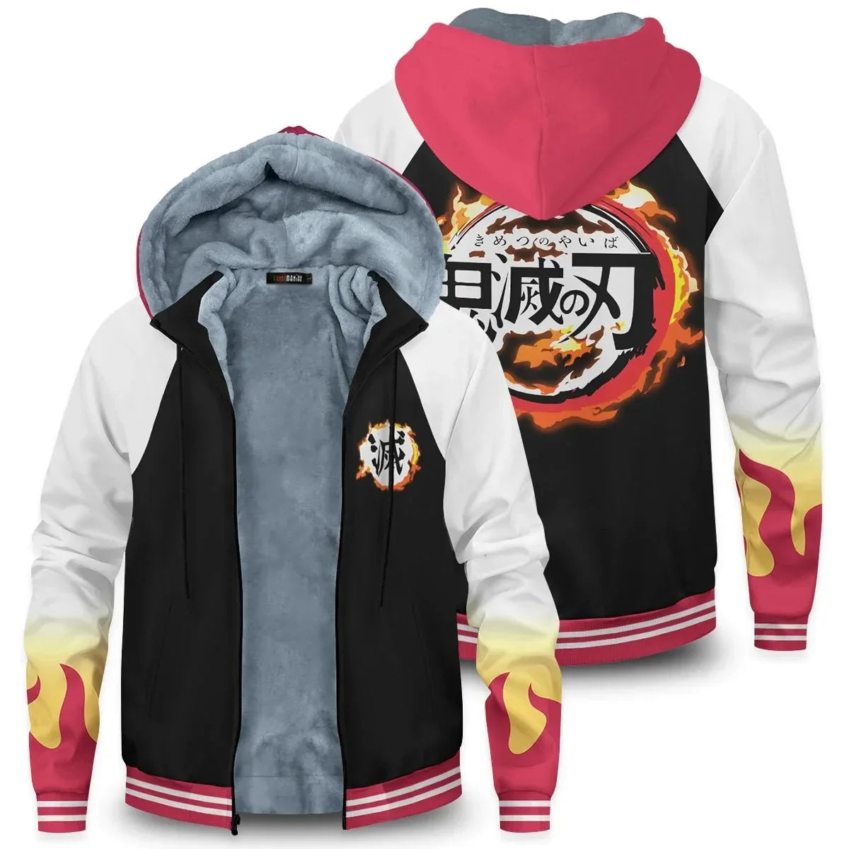 Anime Velvet Thick Warm Winter Oversized Hoodie Coat Zip Up Sweatshirt Winter Top Plus Size Coat Plush Jackets