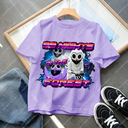 Game 99 Nights in The Forest Short Sleeve T-shirt for Boy Kids Cartoon Cotton Tops Children Anime Cute Tee Summer Clothing Gifts