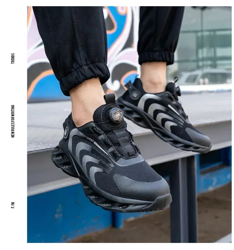 New Safetys Shoe Rotating Button Work Shoes Men Anti-smash Anti-puncture Shoes Fashion Men Sport Shoes Security Protective Boots