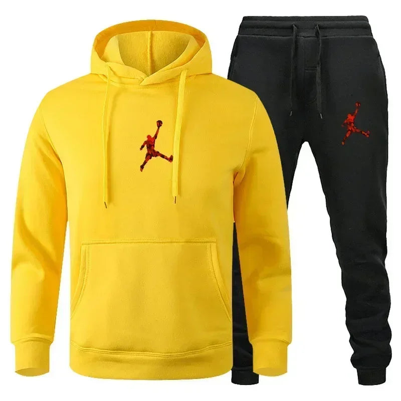 2025 New men's autumn and winter suit zipper hoodie + trousers suit casual men's sportswear warm suit