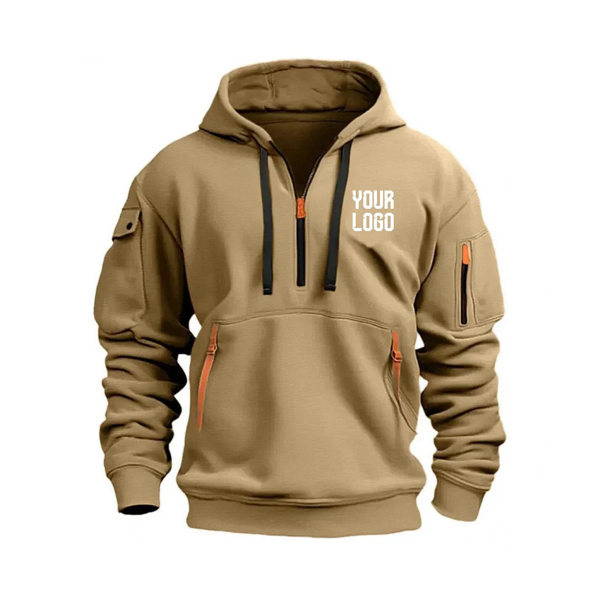 2025 new men's and women's multi pocket ribbon zipper wool hooded casual shirt loose pullover fashionable sports shirt top