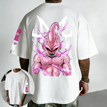T-shirt Summer New Majin Buu Printed Men's Street Hip Hop Oversized Casual Short Sleeve Top