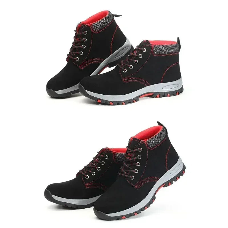 Men's Work Safety Boots High Top Anti-Smash Puncture Resistant Anti-Scald Welding Shoes Indestructible Comfortable Safety Shoes