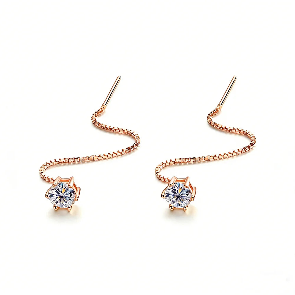 100% 925 Sterling Silver 2ct Moissanite Drop Earrings For Women Long Tassel Earring Wedding Party Luxury Fine Jewelry Gift