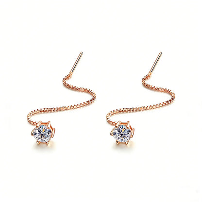 100% 925 Sterling Silver 2ct Moissanite Drop Earrings For Women Long Tassel Earring Wedding Party Luxury Fine Jewelry Gift