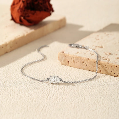 1CT Oval Moissanite Bracelet 925 Sterling Silver Trendy Temperament Link Chain Bracelet For Women Fine Jewelry