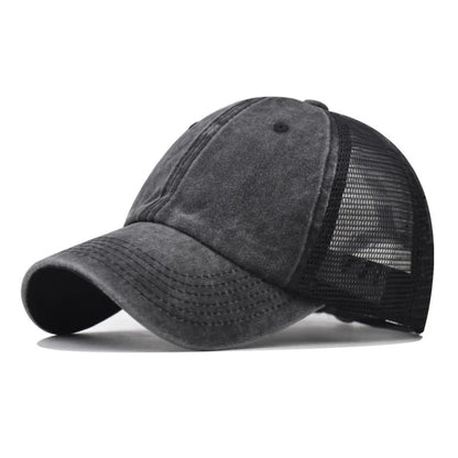 Vintage Washed Cotton Baseball Cap Women Men UV Protection Breathable Mesh Cap Visor Adjustable Hip Hop Caps