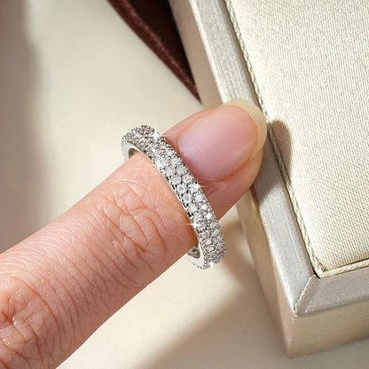 Sparkling 1.3mm D Color Full Moissanite Eternity Ring 14k Gold Filled Double-row Finger Bands GRA Cerified Rings for Womem