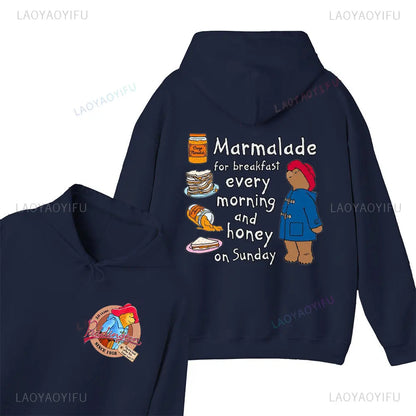 Moletom com Capuz Unissex com Estampa de Urso Paddington Fofo em Londres Novo, Moletom com Capuz Oversized, Primavera