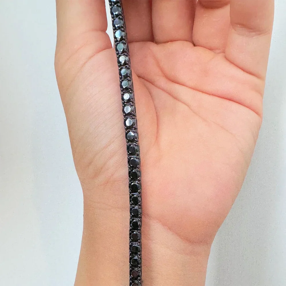 3/4/5/6.5mm Moissanite Diamond Tennis Bracelet for Men Women 925 Silver Plated 18K Black Gold Diamond Bracelets with Certificate