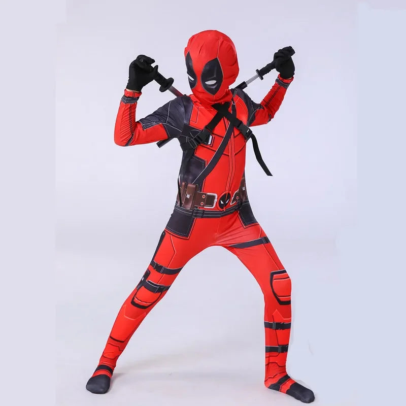 Deadpool Superheroes Child Costume Kid Halloween Cosplay Costume Deadpool Kids Suit Jumpsuit Superhero Deadpool Child Costume