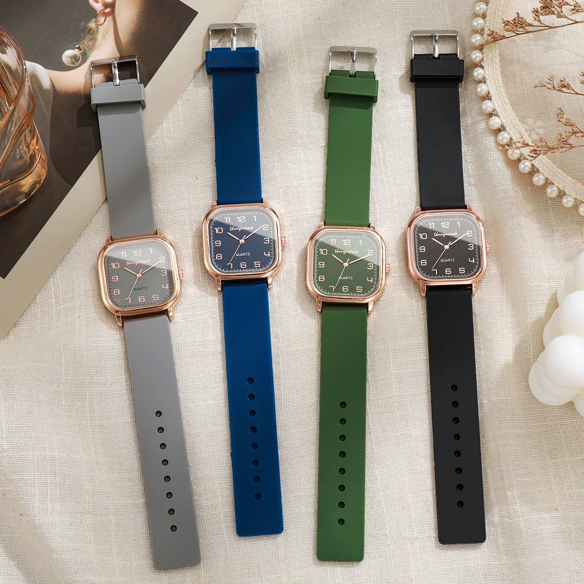 Fashion Square Women Watches Casual Silicone Strap Quartz Watch for Girls Clock Reloj Mujer