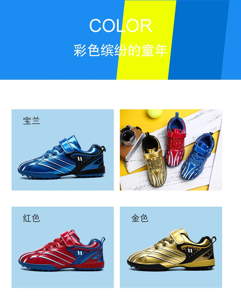 Personality Stylish And Comfortable Boys Girls Training Game Sneakers Indoor Outdoor Lawn Youth Student Soccer Shoes 25-35#