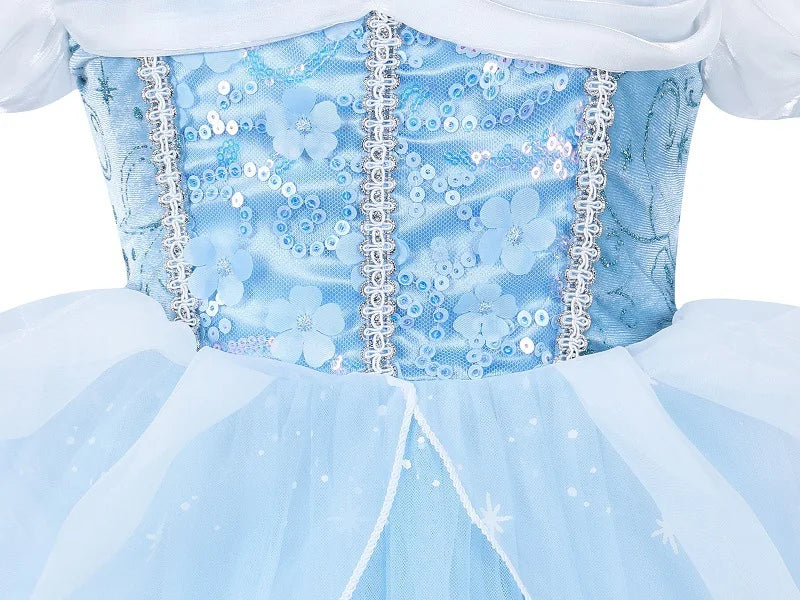 Cinderella Princess Cosplay Dress for Girl Kids Ball Gown Sequin Carnival TUTU Puff Mesh Clothing for Birthday Gift Purim Dress