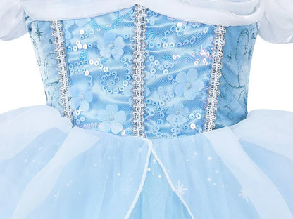 Cinderella Princess Cosplay Dress for Girl Kids Ball Gown Sequin Carnival TUTU Puff Mesh Clothing for Birthday Gift Purim Dress