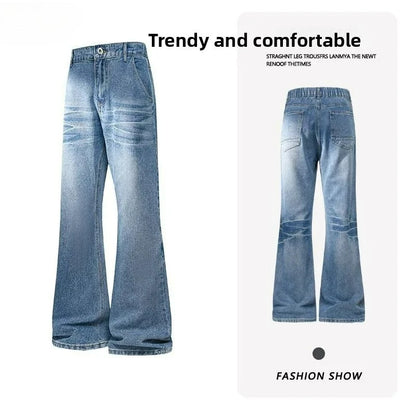 Retro Denim Pants Men's Jeans Loose Straight Casual Trousers Vintage Jeans Y2k Clothes Men's Pants Baggy Jeans Man  Four Seasons