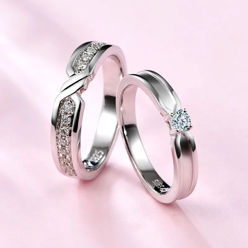 Solid 925 Sterling Silver Wedding Bands Ring for Women Men Jewelry VVS1 Moissanite Engagement Ring Couple Anniversary