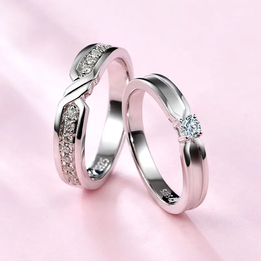 Solid 925 Sterling Silver Wedding Bands Ring for Women Men Jewelry VVS1 Moissanite Engagement Ring Couple Anniversary