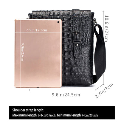 Genuine Leather Men's Crocodile Pattern Shoulder Bag Fashion Men Messenger Chest Bag Vintage Crossbody Travel Bag