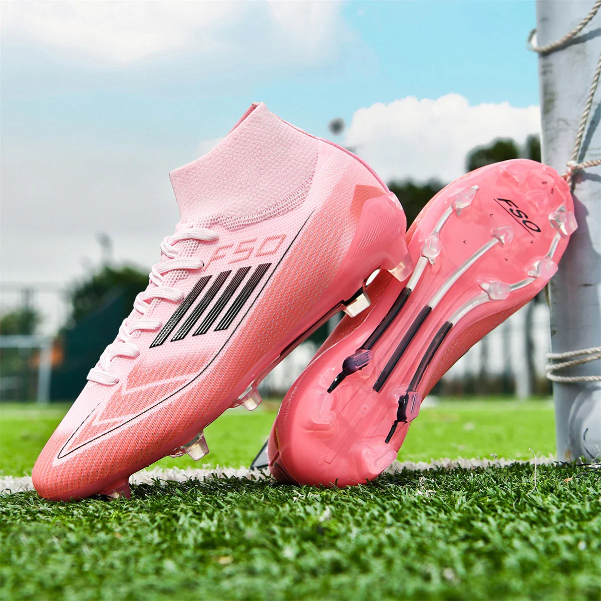 New Men Soccer Shoes Boys Breathable Sport Football Boots Outdoor Cleats Adult Long Spikes Training Non Slip Match Comfortable